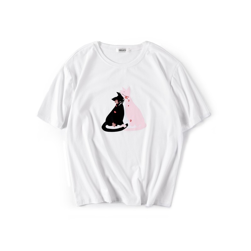 2018夏季年轻帅气帅气卡通T恤男宽松港风日系休闲短袖男生上衣服