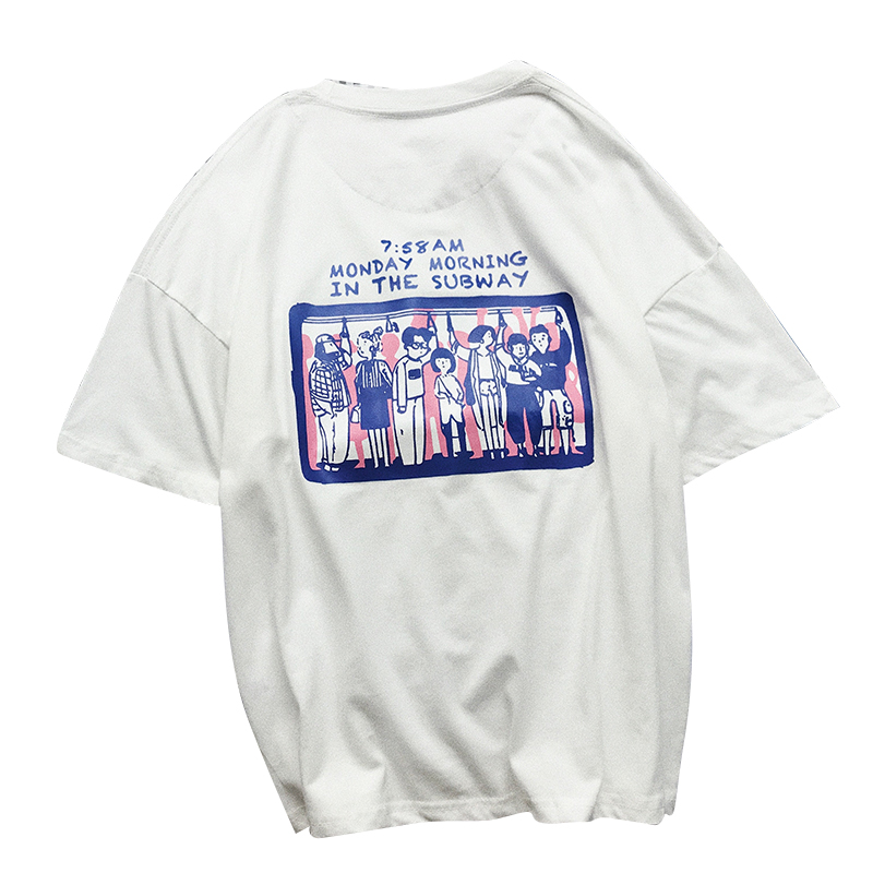 18夏季帅气年轻宽松港风情侣五分袖男女潮人青少年韩版短袖T恤