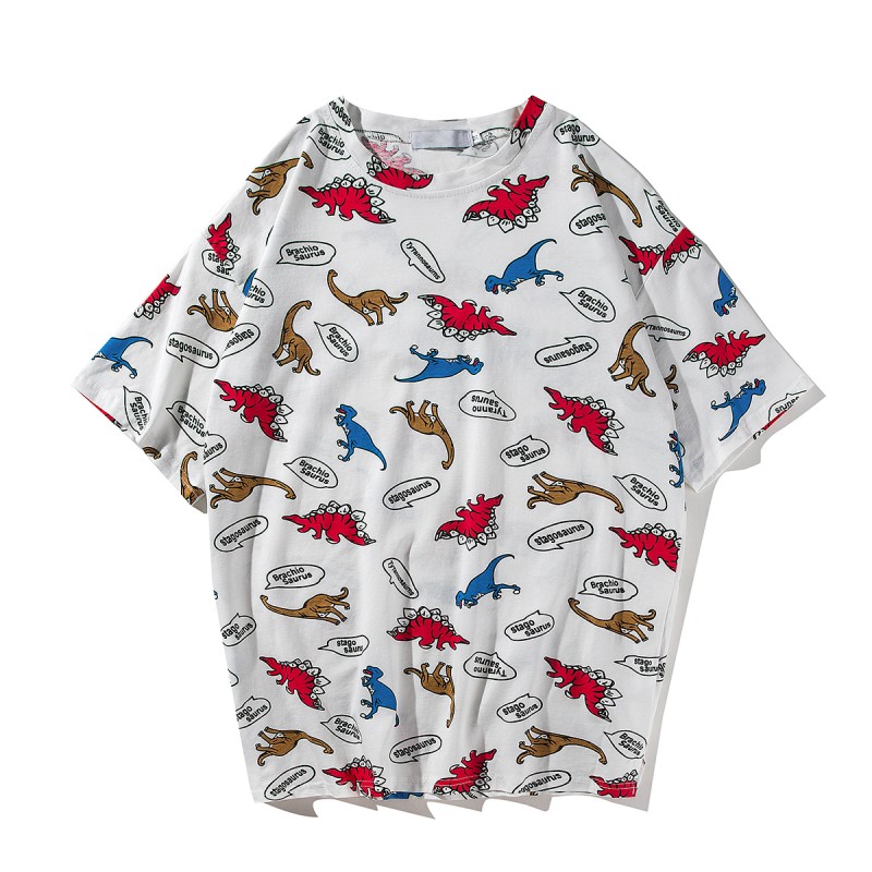 2018夏装年轻男式休闲印花短袖T恤男装青少年宽松圆领半袖体恤衫