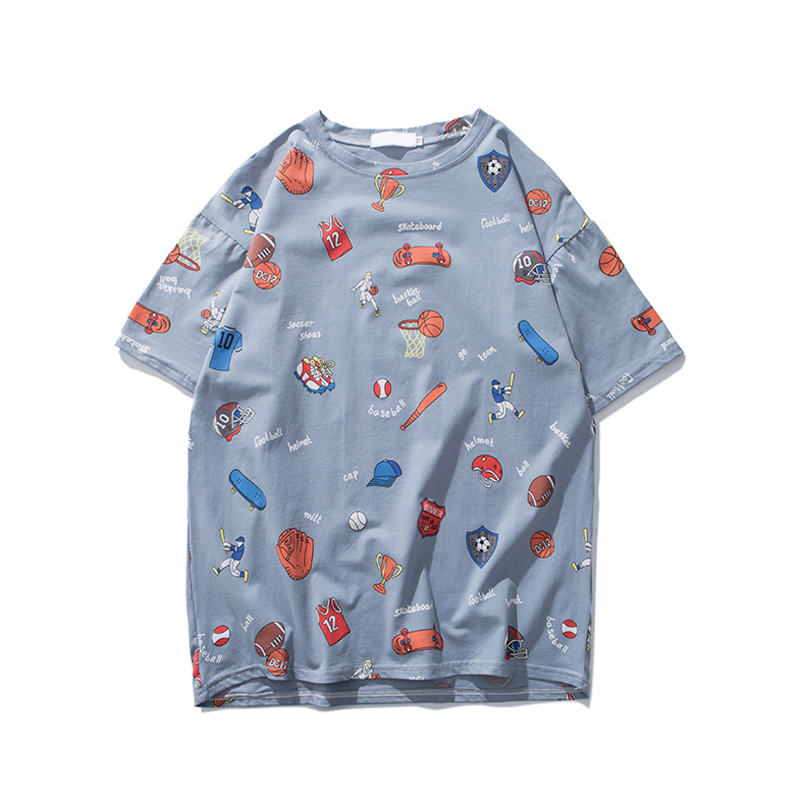 夏季2018年轻男士T恤圆领宽松衣服韩版半袖男装情侣青年印花体恤