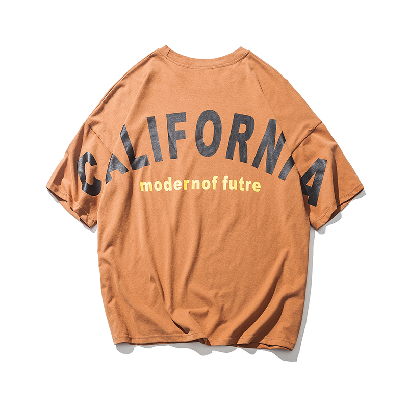 港风字母印花短袖T恤男士宽松帅气bf原宿风嘻哈半袖男生夏季百搭