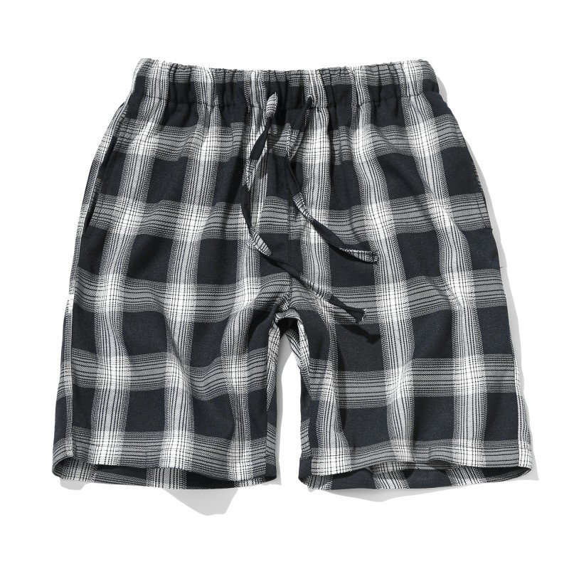 原宿风格子短裤男夏季直筒五分裤个性的沙滩裤子学生情侣男装