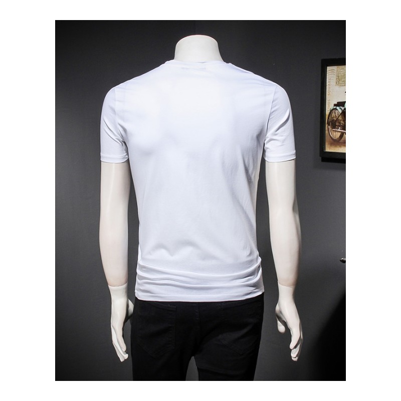 2018夏装男士年轻经典刺绣修身帅气短袖T恤青年韩版潮牌男式体恤