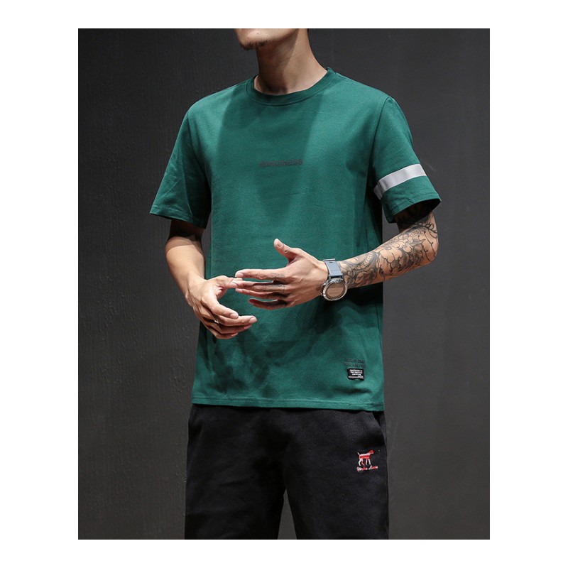 短袖T恤男士圆领青年衣服纯色夏季帅气韩版半袖上衣男装港风体恤