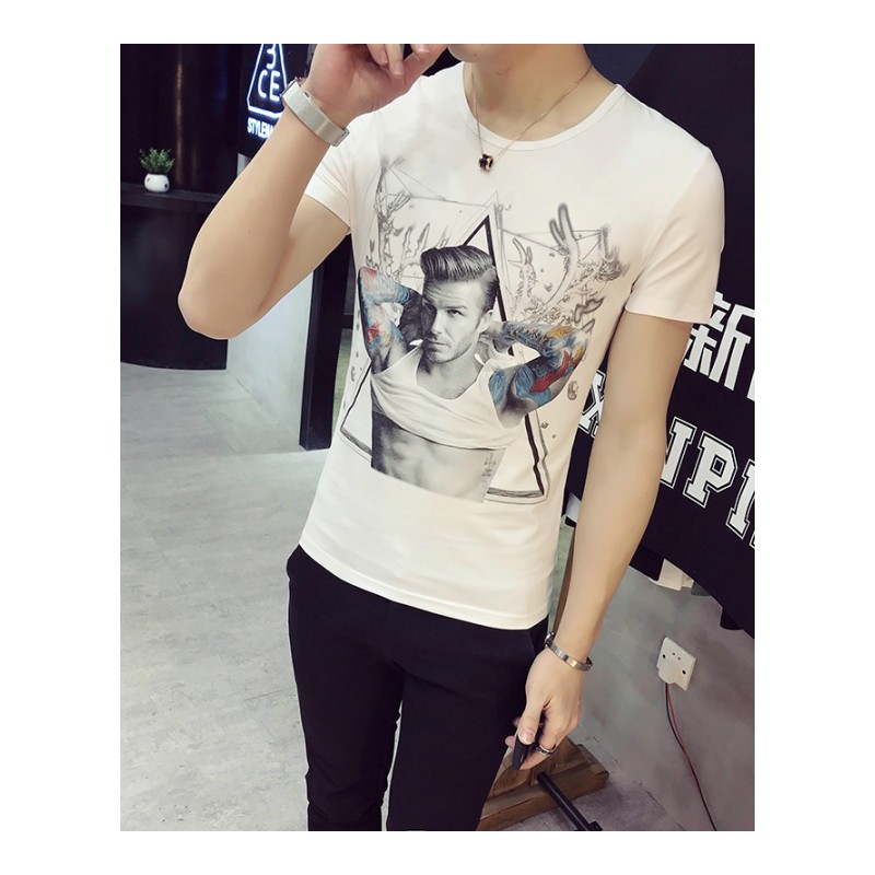2018夏季青年半截袖男体恤韩版短袖男潮牌T恤帅气欧美风帅气百搭