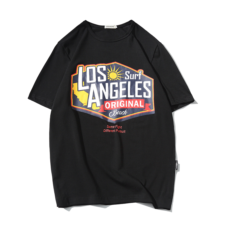 2018夏季年轻印花短袖T恤男士加肥加大码潮胖学生圆领半袖体恤衫