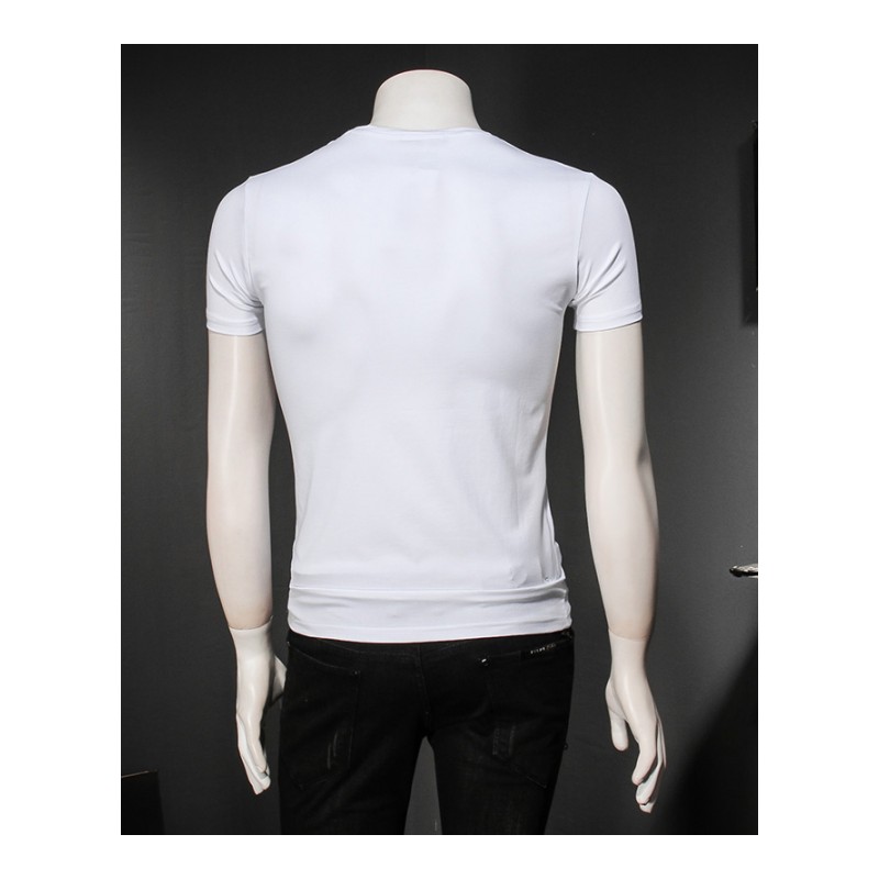 2018年轻男士刺绣短袖T恤男装帅气圆领修身体恤青年半袖帅气夏季