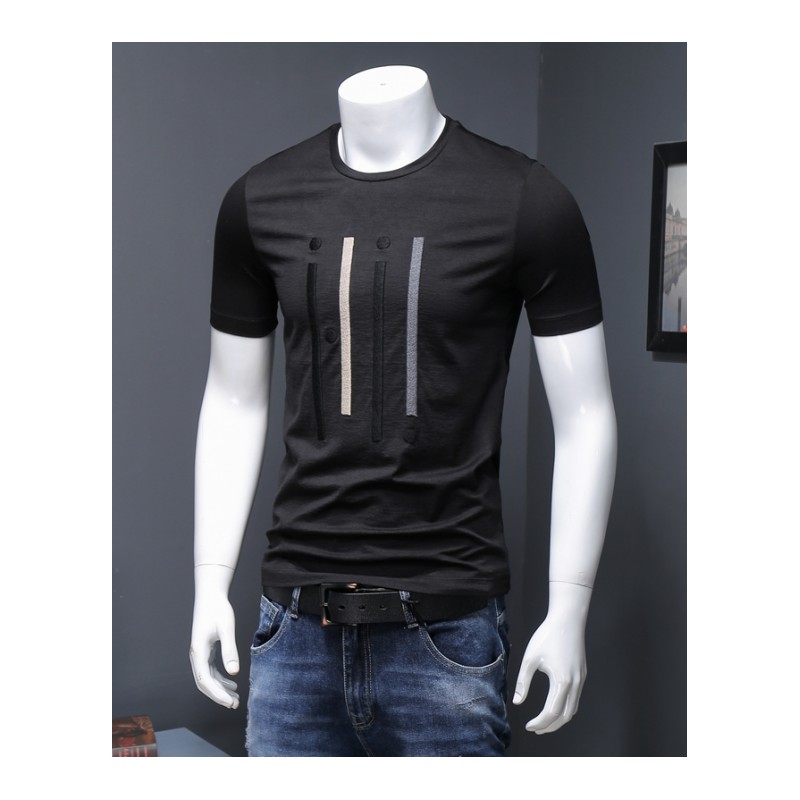 2018春夏季年轻帅气男短袖T恤衫圆领帅气百搭衣服半袖韩版青年潮