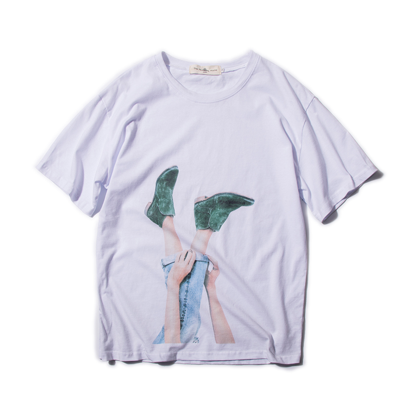 2018夏装季文艺范印花短袖T恤男士宽松小清新半袖韩版帅气上衣服