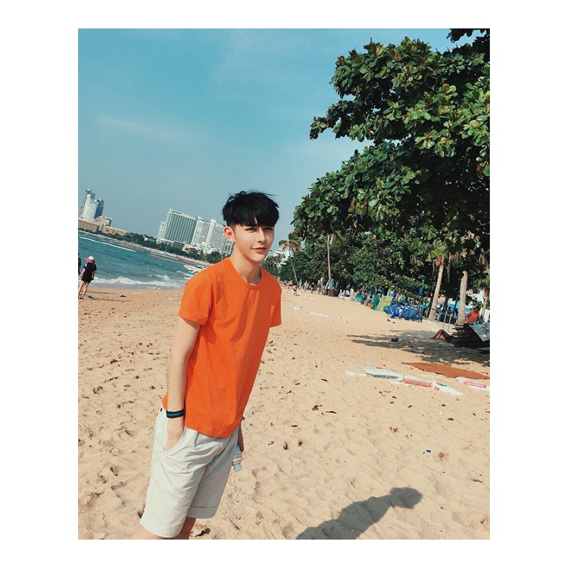 2018年轻短袖男装T恤男士韩版帅气夏季半袖体恤港风情侣夏装衣服