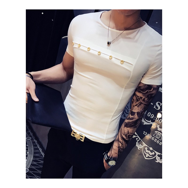 夏季年轻男士短袖T恤打底衫帅气帅气个性百搭衣服韩版修身体恤潮