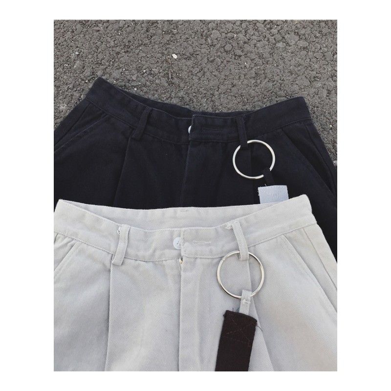 2018春夏季年轻韩版港风个性铁环扣挂件潮男休闲裤青年帅气九分裤