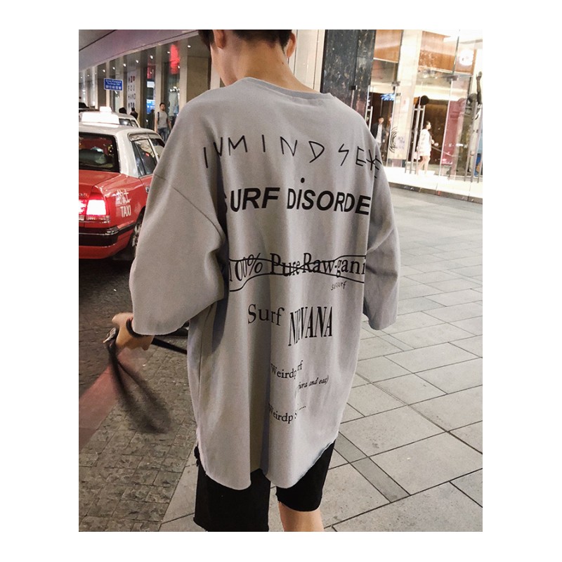 夏季韩版港风学生字母印花短袖T恤休闲宽松帅气半袖情侣打底衣服