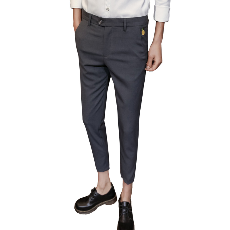 型师裤子男韩版帅气九分裤修身小脚夏季薄款百搭9分休闲小西裤