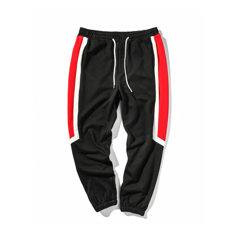 春夏帅气休闲潮人拼接毛圈休闲裤男哈伦裤运动休闲束脚裤