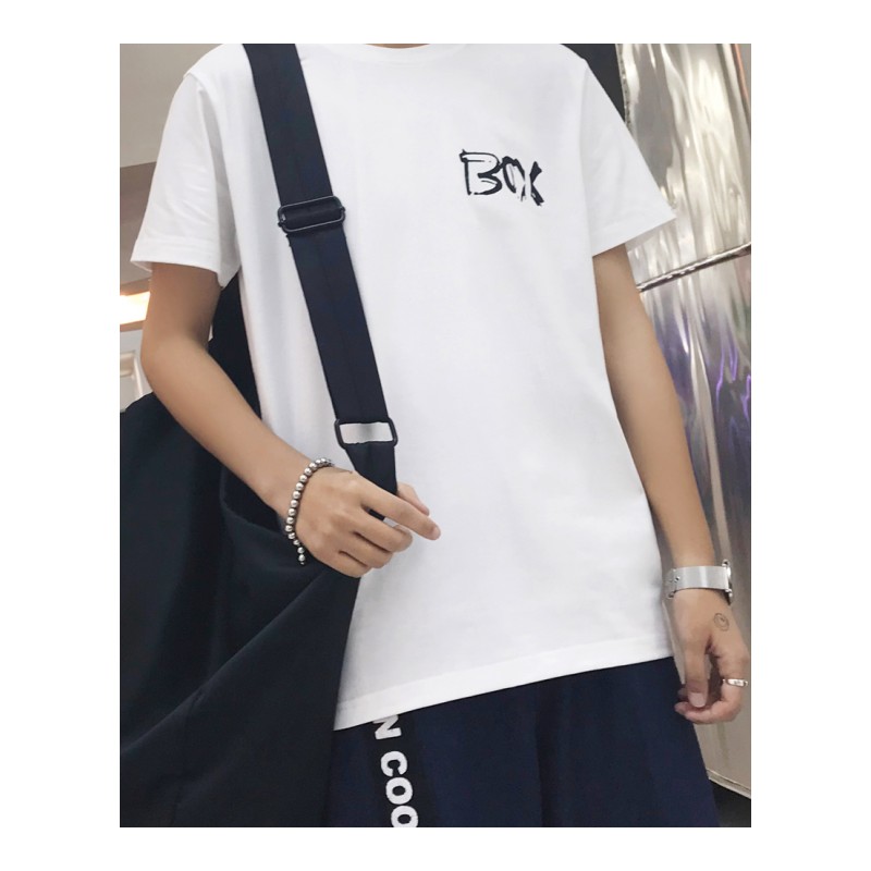 2018夏季帅气韩国日韩风港风帅气青少年字母圆领短袖T恤男个性衫