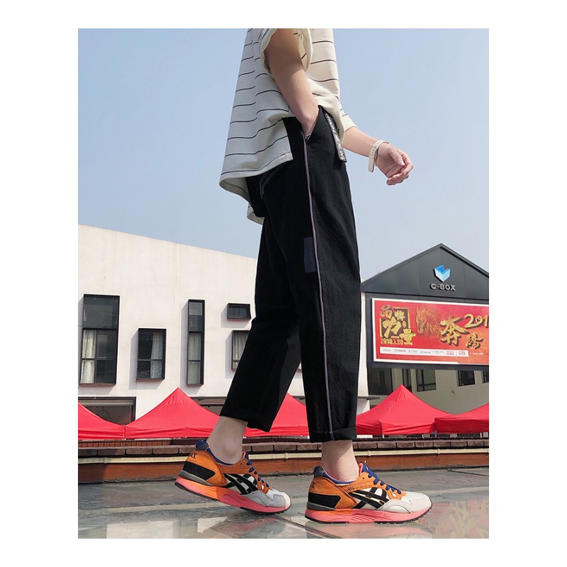 春装百搭宽松小脚九分裤哈伦裤学生简约港风大码休闲裤男运动裤子