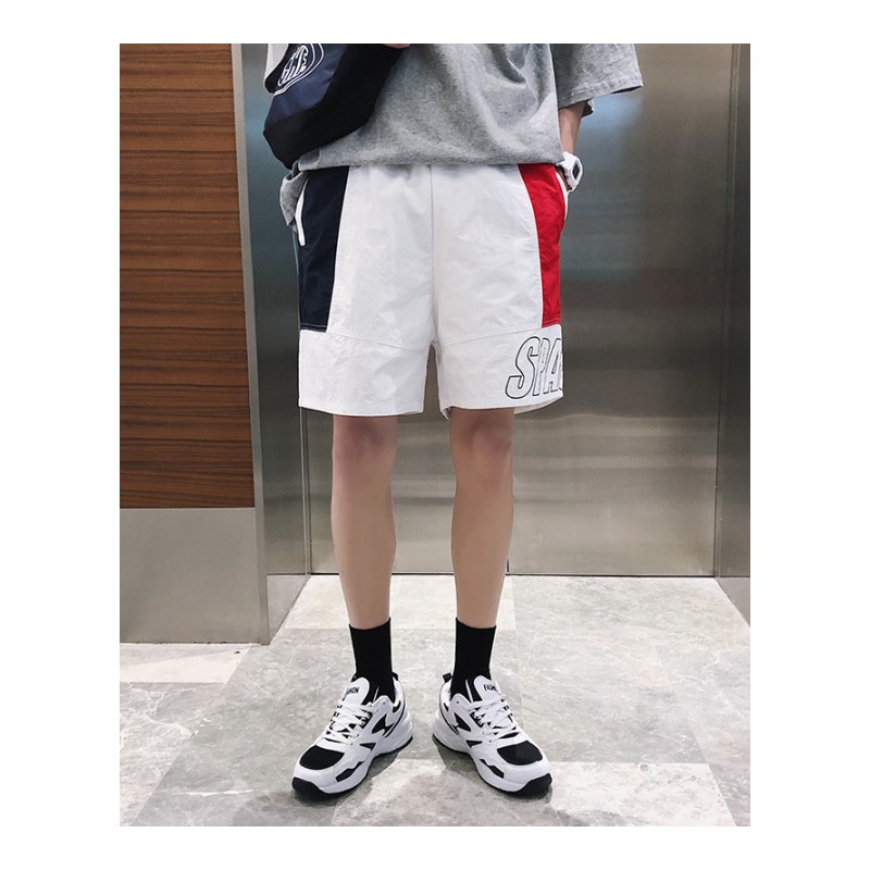 日系短裤男宽松原宿风复古运动休闲跑步裤男直筒百搭裤子撞色夏季