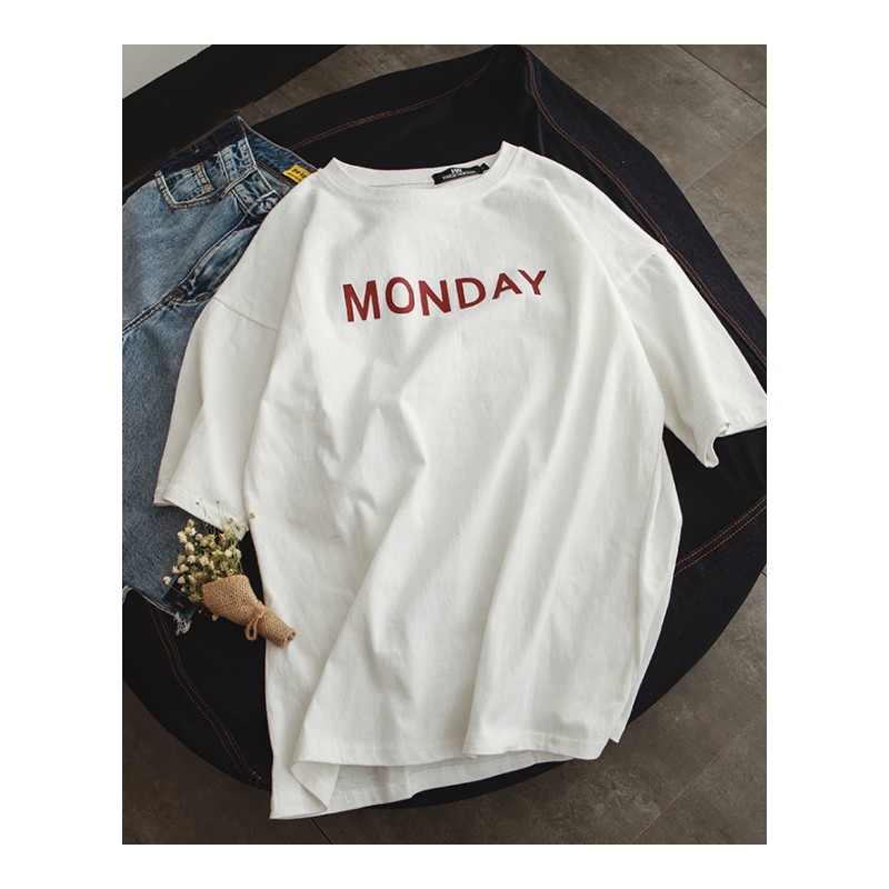 2018夏季个性时髦字母印花情侣短袖T恤男韩版宽松帅气半袖t打底衫