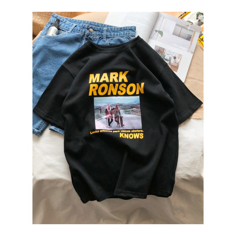 18夏季年轻休闲帅气青少年韩版帅气百搭港风印花情侣宽松短袖T恤