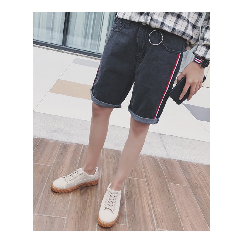 韩国日韩风短裤男潮直筒2018夏季年轻青少年中裤男士水洗牛仔裤