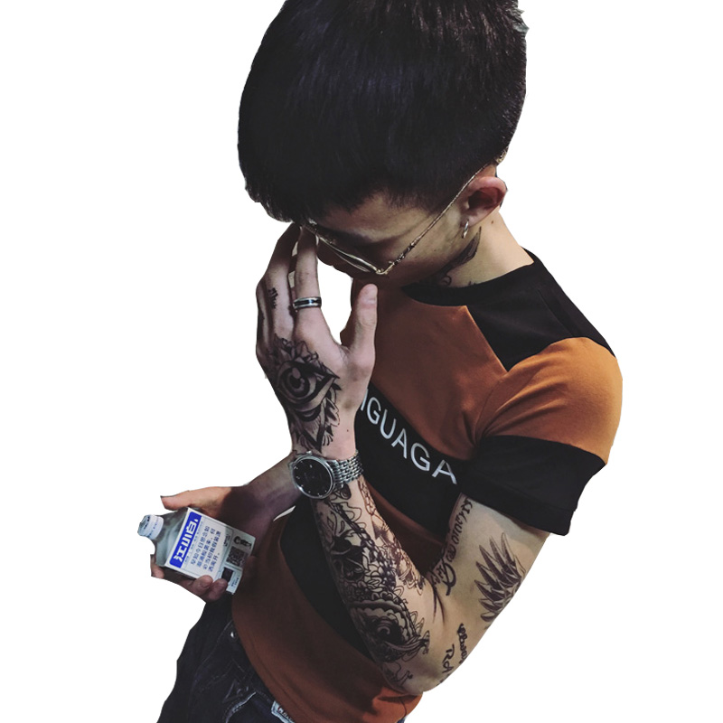 精神小伙短袖社会人体恤2018年轻个性红人个性T恤半截袖打底夏装