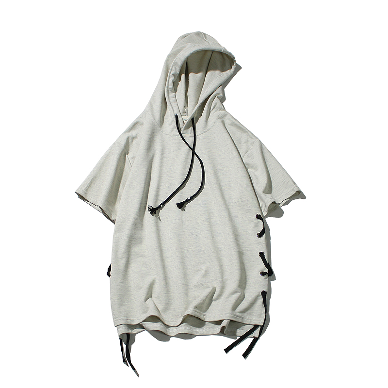 18夏季年轻男士短袖T恤青少年宽松韩版青年衣服连帽学生帅气卫衣