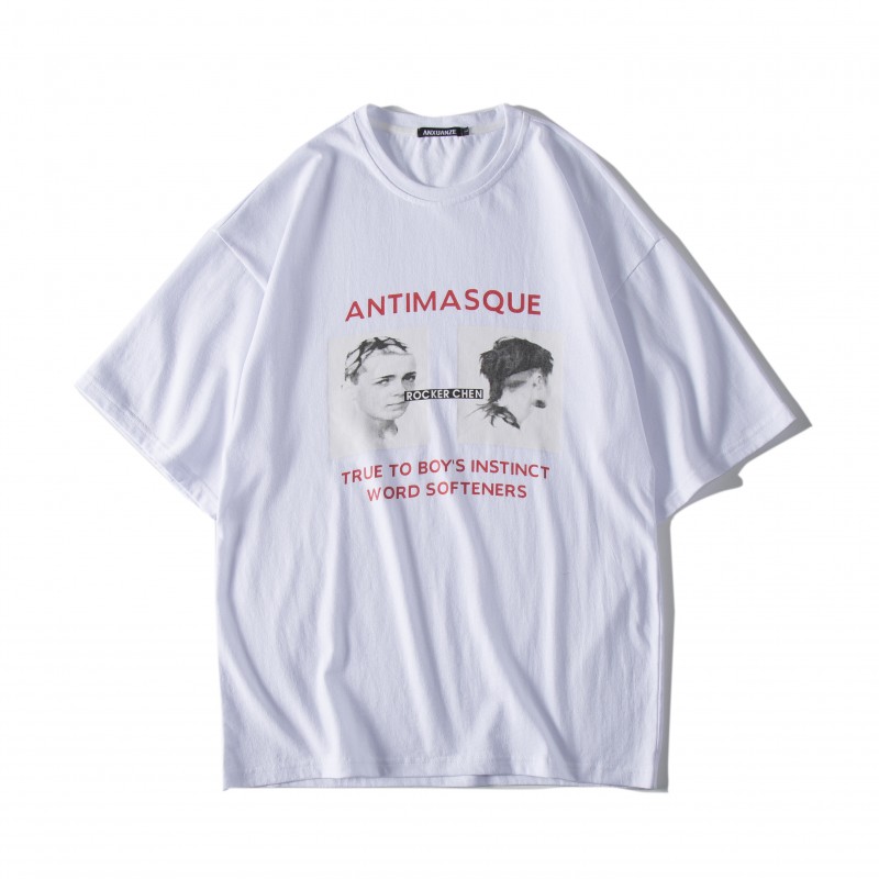 2018夏季年轻欧美帅气帅气短袖T恤男圆领字母宽松青少年半袖上衣