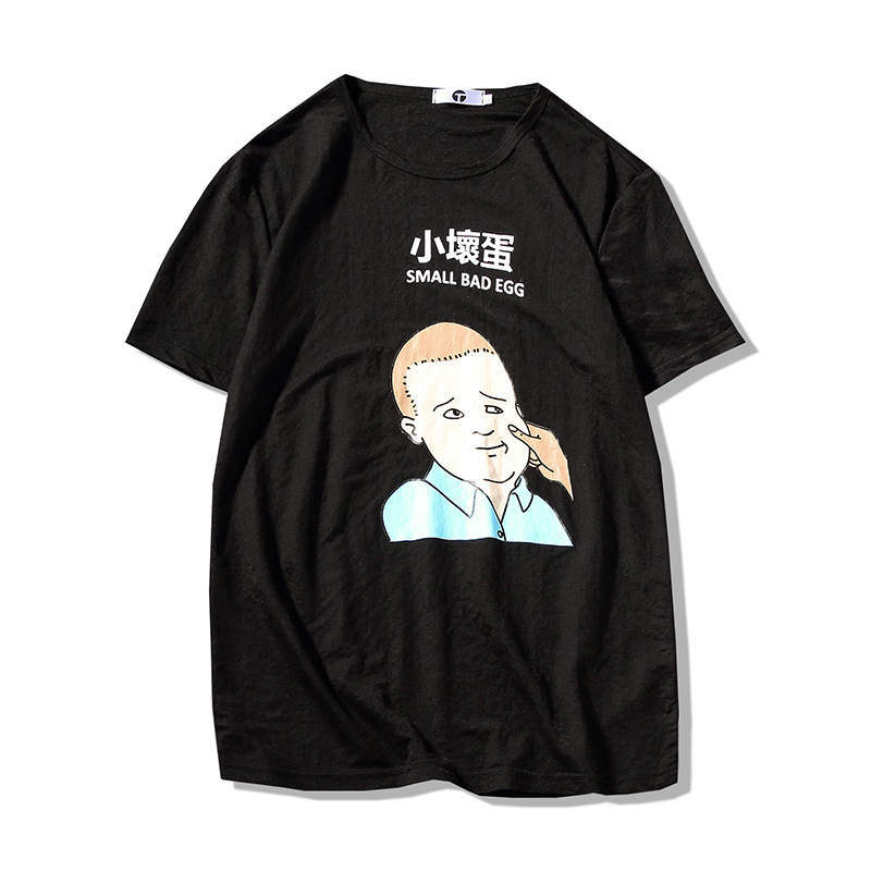 原创港风大码情侣气质半袖T恤衫韩版青年百搭时尚短袖圆领上衣