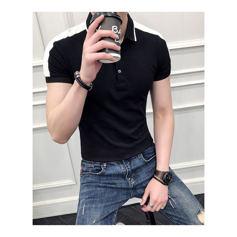 2018夏款新款短袖英伦绅士休闲硬汉风男士T恤修身POLO衫帅气潮牌