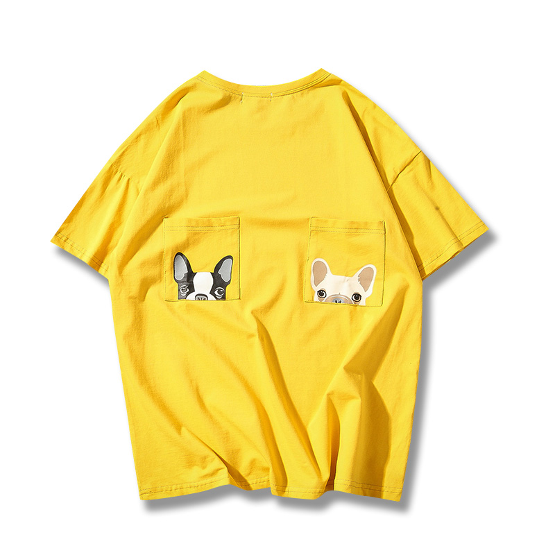 夏款港风大码男装个性口袋印花T恤宽松qlz短袖上衣潮男半袖体恤衫