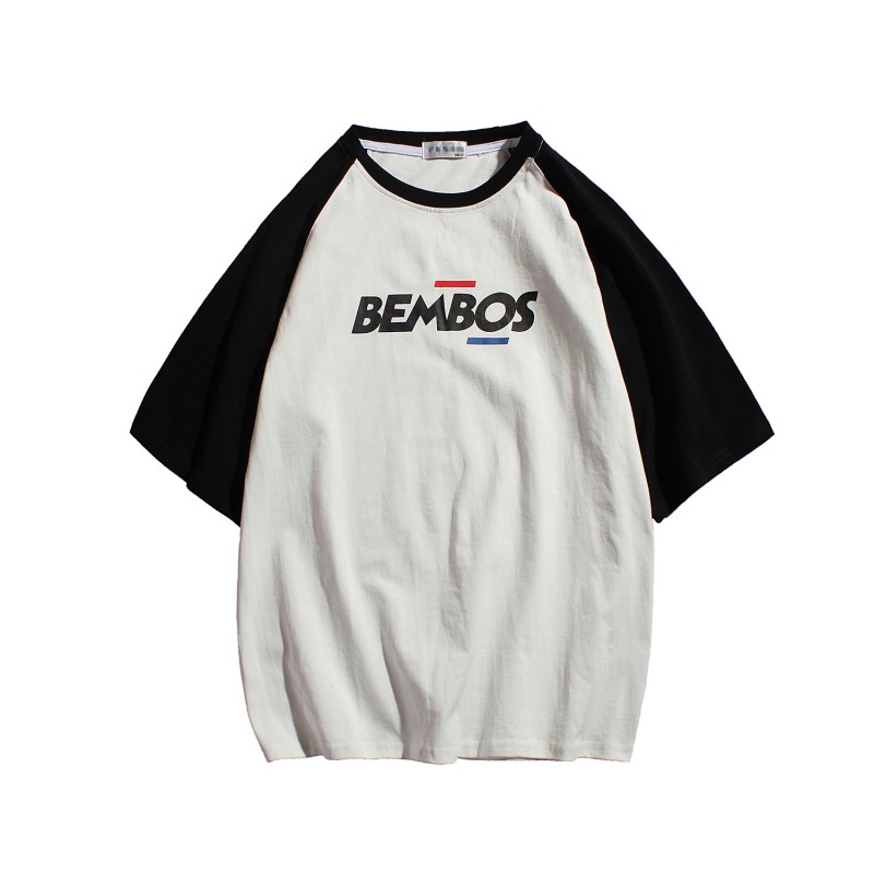 潮男插肩袖短袖T字母印花体恤欧美高街潮牌风嘻哈T恤男夏款男装