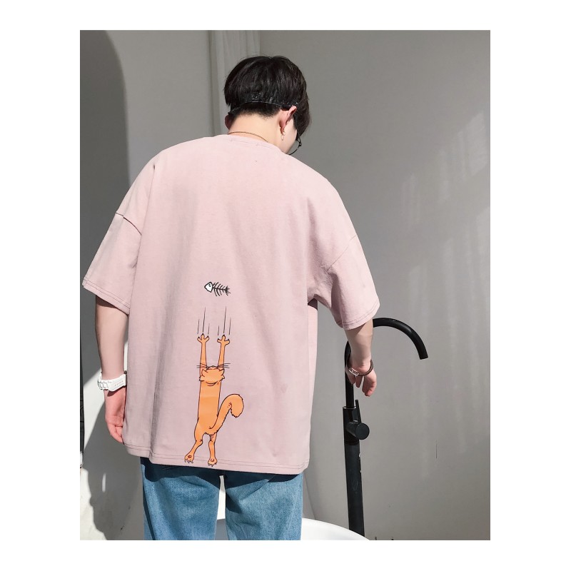 夏款新款港仔文艺青少年短袖T恤韩版时尚宽松圆领tee打底衫印花T