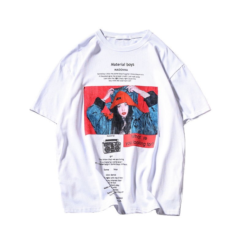 2018款夏天宽松男时尚帅气韩版短袖男潮牌T恤时尚欧美风帅气百搭