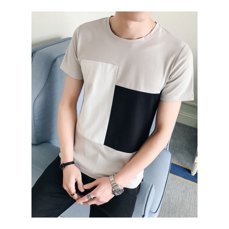 短袖男韩版时尚夏款气质体恤上衣圆领男士半袖宽松男生休闲T恤衫