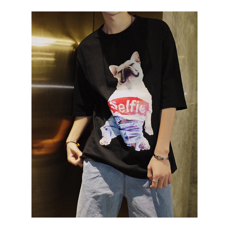 2018夏 新款男士卡通印花短袖T恤情侣装宽松半袖上衣男女学生班服