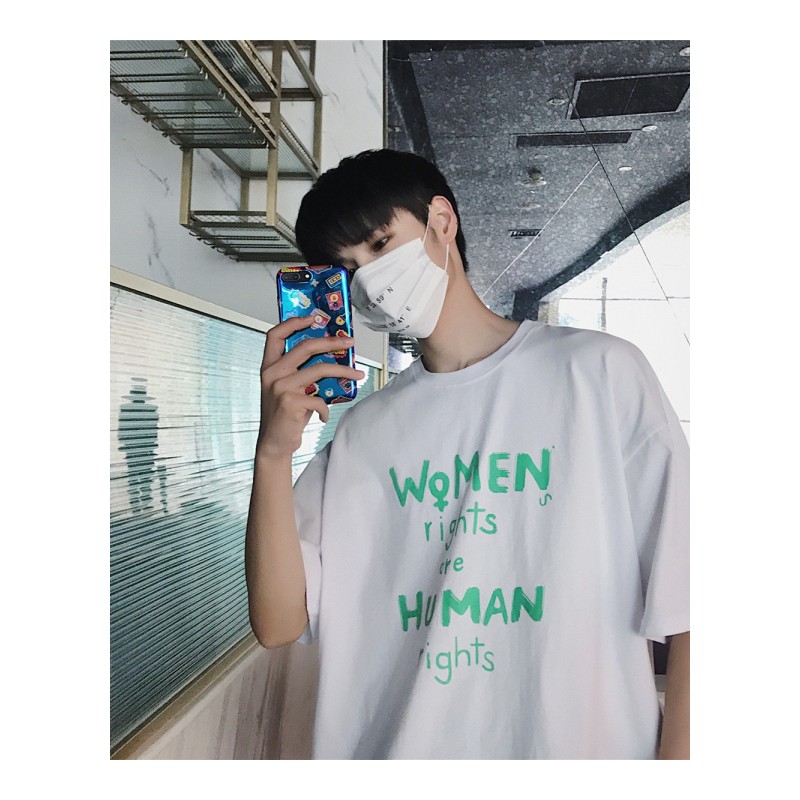 2018夏款新款男装字母印花短袖T恤韩版青少年宽松半袖上衣学生短T