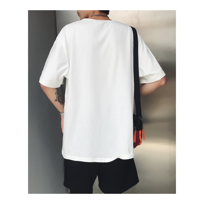 夏款男装港风大码短袖T恤2018新款韩版时尚男士百搭圆领半袖上衣