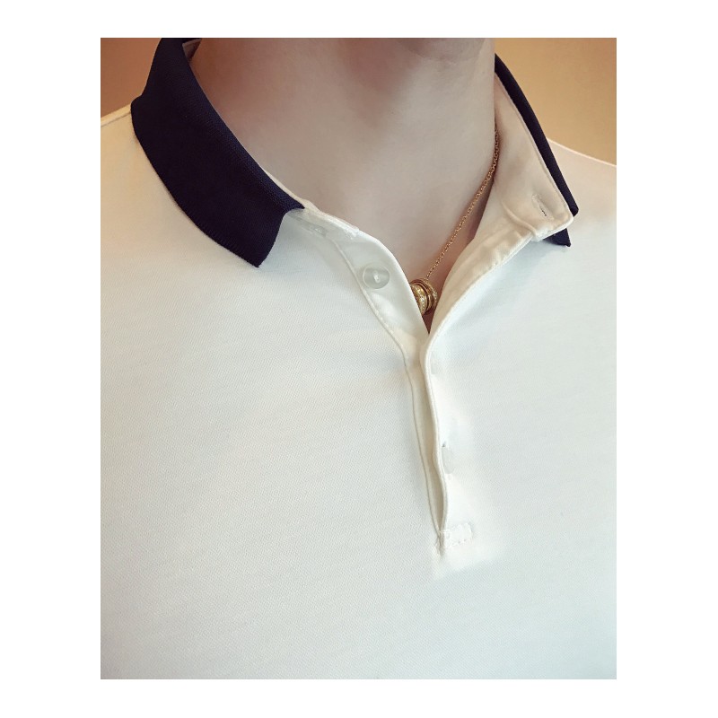 短袖男时尚polo衫2018早春新款半袖T恤夏款男装韩版修身拼色上衣