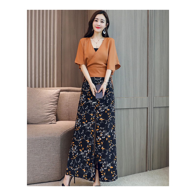 女神范港风两件套社会套装潮时尚女士新品秋装高腰阔腿裤套装女夏
