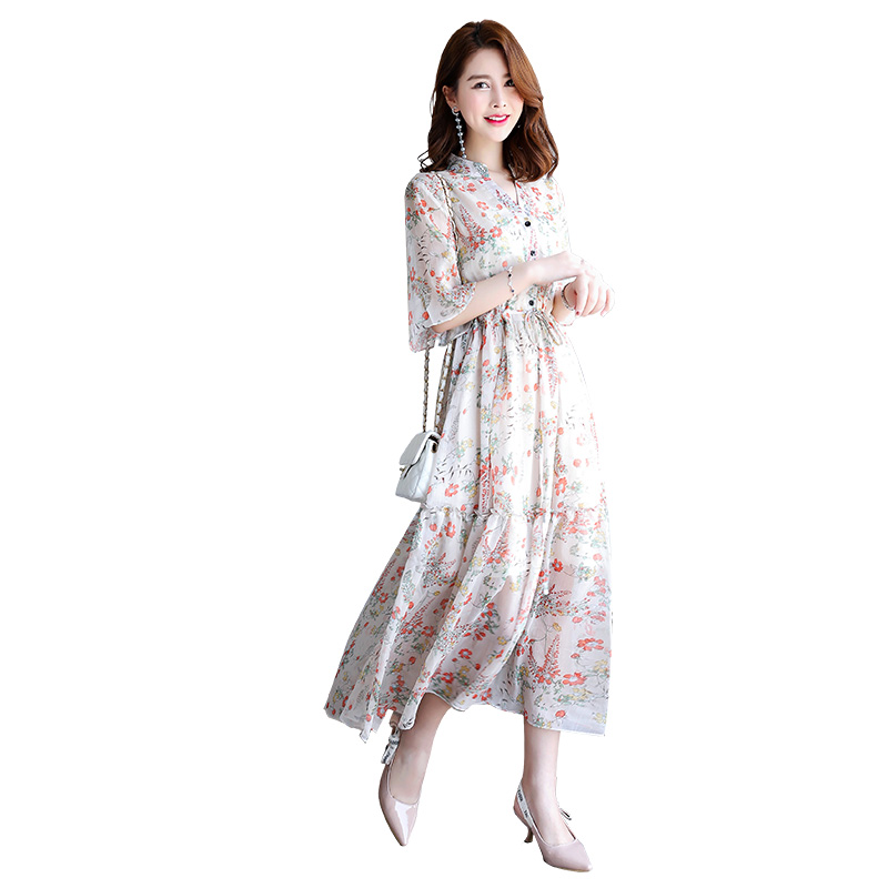 连衣裙女士年春季修身显瘦甜美气质流行优雅百搭中长款流行韩