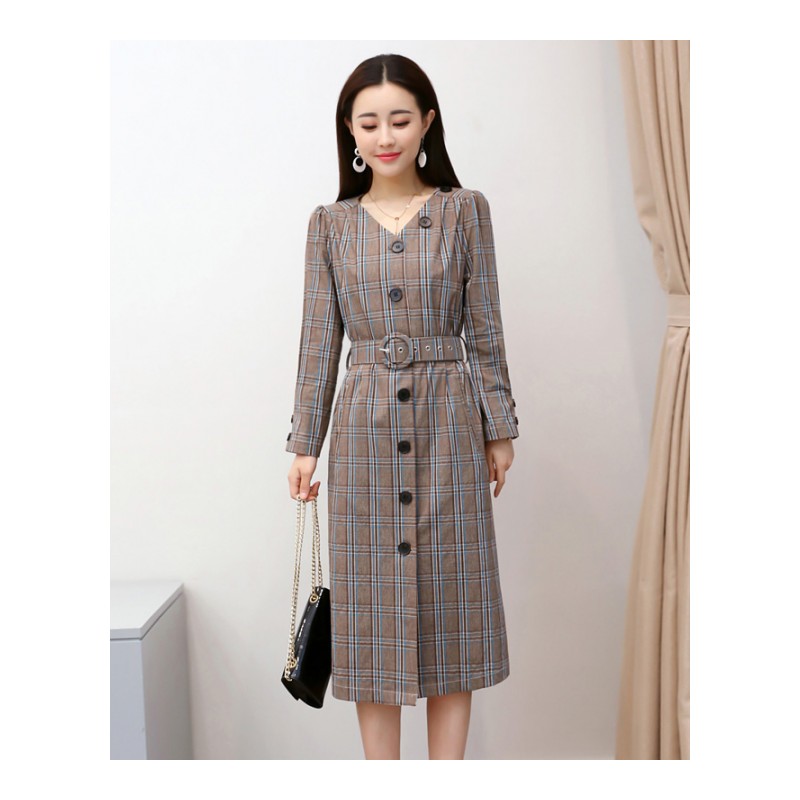 修身显瘦韩版气质时尚长袖中长款女士年秋季连衣裙
