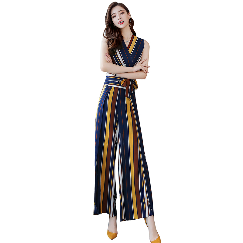 时尚洋气小香风套装女女士夏新品港味无袖高腰阔腿裤两件套女神范