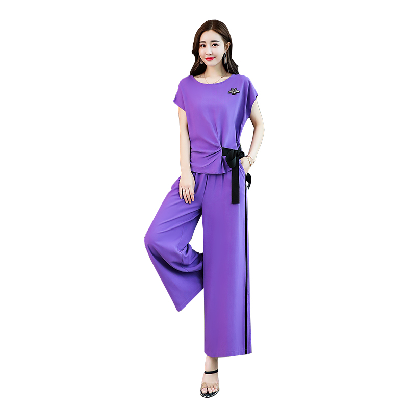 帅气阔腿裤套装女夏女士新品韩版时尚休闲宽松显瘦网红显瘦两件套