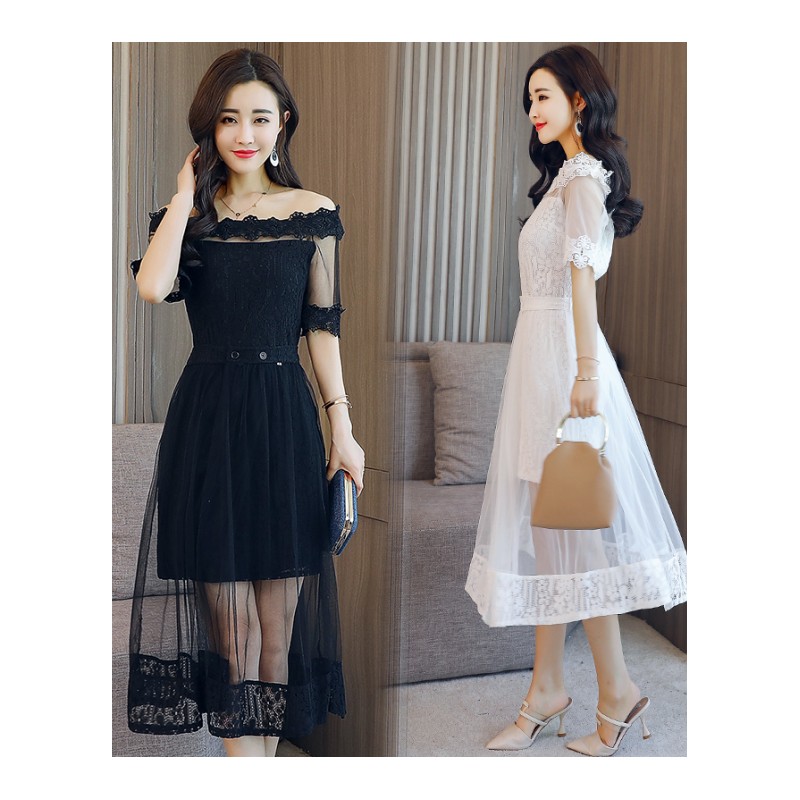 夏装女士新品女网纱连衣裙夏套装两件套显瘦裙子文艺冷淡风仙女