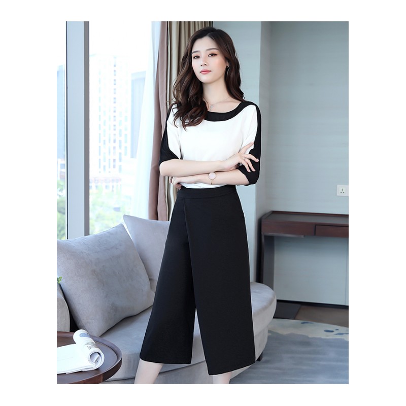 女士夏装新品名媛显瘦时尚气质淑女韩版时髦套装裙阔腿裤潮