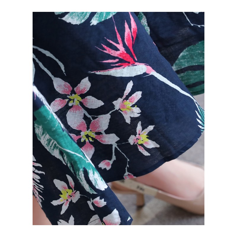 显瘦的连衣裙女装女士新品潮韩版宽松裙子女夏碎花亚麻棉长裙