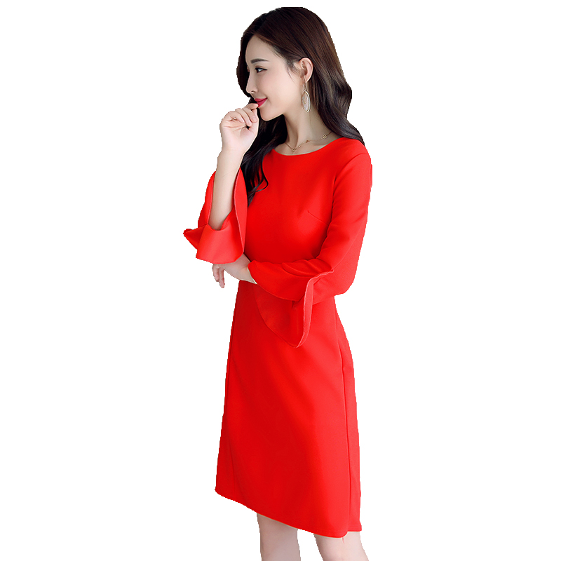 连衣裙女士秋季新品女装韩版气质长袖修身显瘦中长款包臀一步裙子