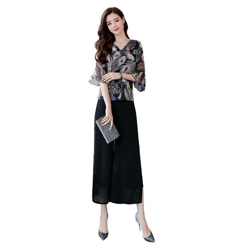 阔腿裤套装女夏款女士新品时尚两件套网红女神范显瘦休闲高腰裤子