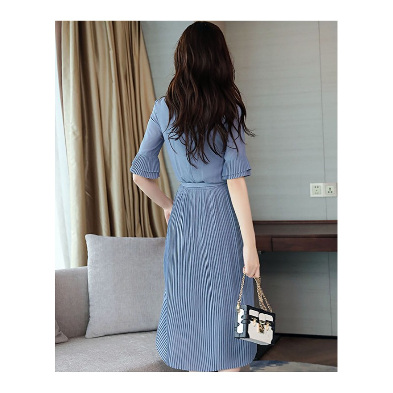 粉色夏天连衣裙女女士新品时尚气质淑女韩版显瘦收腰宽松中长款潮